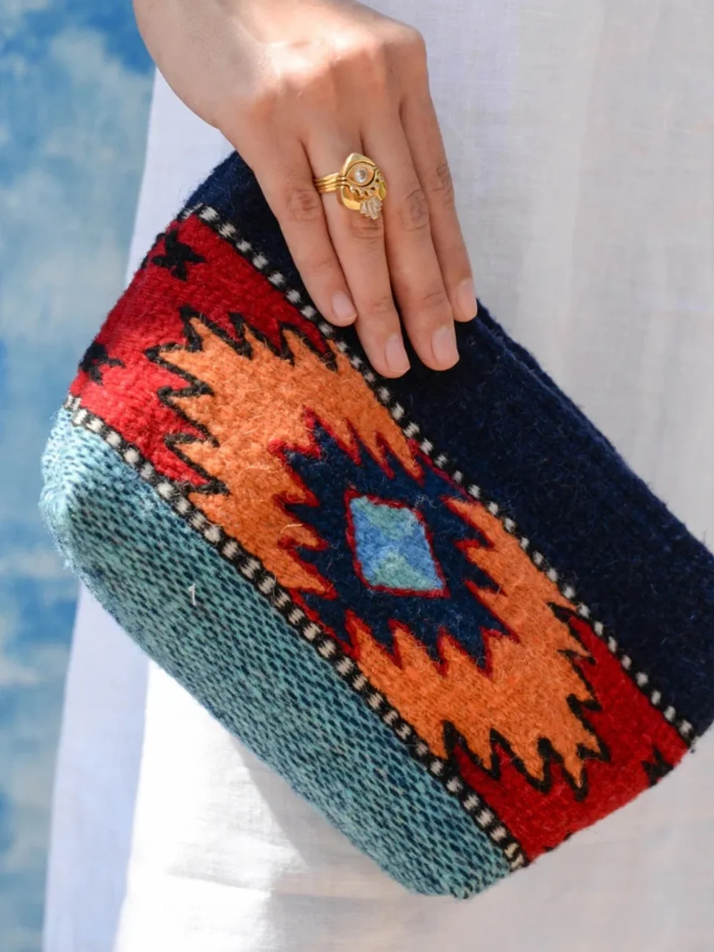 MZ Made Eagle Eye Handwoven Wool Pouch - Picture 2 of 12